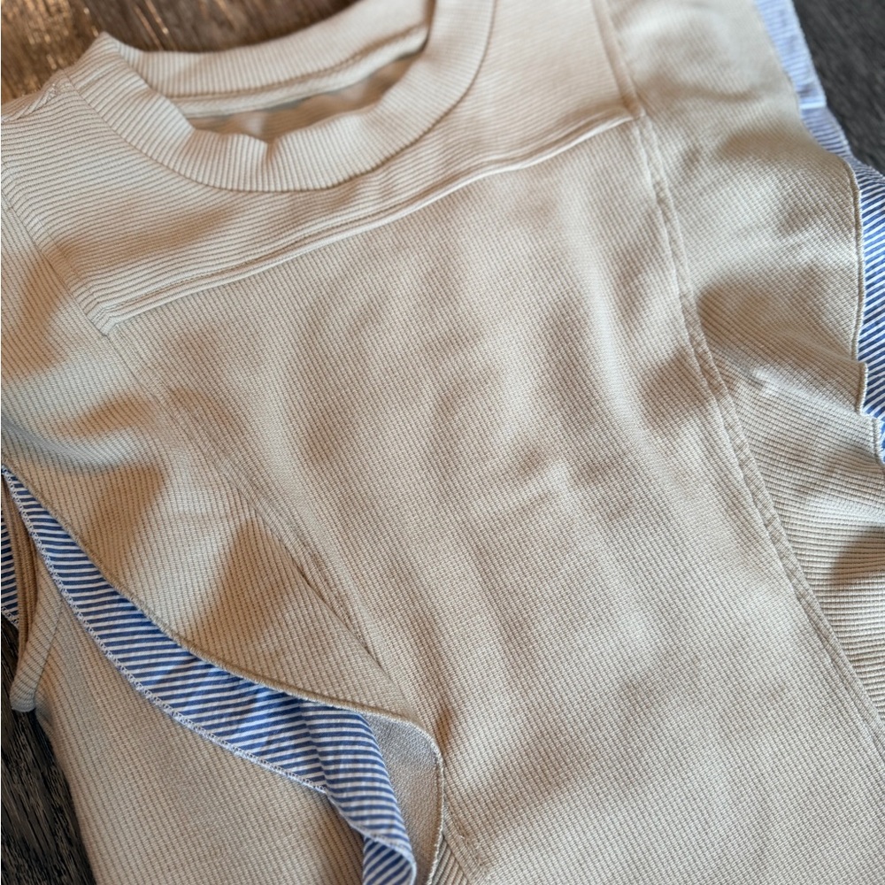 NWT - Anthropologie Ribbed Light Sand Top - Picture 4 of 5